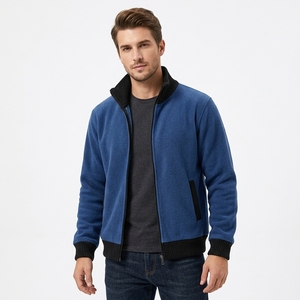 Trendy <b>Men's</b> Full Zip Solid Turtleneck <b>Cardigan</b> <b>Jacket</b> Fleece Knit Breathable Technical Fabric Winter Anti-Wrinkle Business - Product Image 1