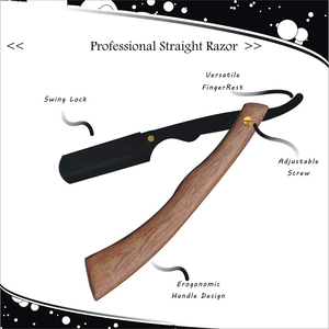 Rasoir à cheveux professionnel avec manche en bois, lame recouverte de papier noir, pour salon de beauté - Product Image 3