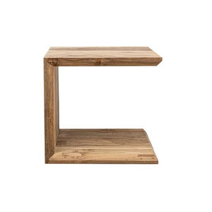 Table d'appoint en bois massif durable, écologique et naturelle, de style scandinave moderne, en forme de U, table basse ergonomique de forme géométrique - Product Image 2
