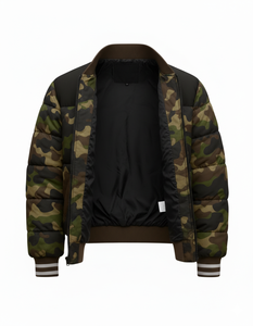 Chaqueta Bomber Acolchada de Camuflaje para Hombre al por Mayor con Capucha, Cremallera, Ribetes Acanalados, Estilo Urbano, Impermeable, Transpirable, de Algodón - Product Image 2