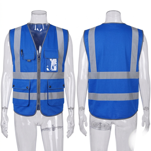 เสื้อกั๊กนิรภัยโพลีเอสเตอร์ 120 GSM สีน้ำเงิน แผงสะท้อนแสง ออกแบบโลโก้พิมพ์ลายสกรีนแบบกำหนดเองได้ - Product Image 1