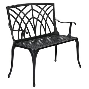 Panca da Esterno in Alluminio Nera da 38 Pollici per Parchi, Giardini, Centri Commerciali - Arredo Versatile per Patio - Product Image 1