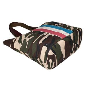 Bolso Tote con Cierre Magnético, Asa de Cuero, Lona Teñida de 12 Oz, Forro de Poliéster y Viscosa, Ribete a Rayas, Estampado de Camuflaje - Product Image 3