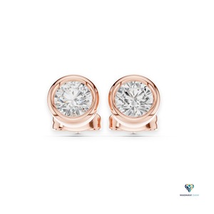 2.50 TCW Rose <b>Gold</b> Round Lab Grown Diamond Bezel Jewelry Set in 18K <b>Solid</b> <b>Gold</b> - <b>Pendant</b> and Earrings - Product Image 1