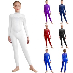 Justaucorps intégral pour filles de 6 à 16 ans, combinaison de patinage artistique, justaucorps pour spectacles et événements, justaucorps de danse latine, vêtements de danse moderne - Product Image 1