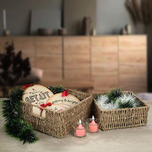 Juego de 3 Cestas de Almacenamiento Cuadradas de Mimbre, Cestas de Almacenamiento Hechas a Mano - Product Image 4