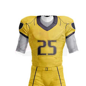 Vêtements de sport personnalisés, uniforme de football américain jaune avec numéro 25, impression par sublimation pour adultes, hommes, polyester respirant - Product Image 5