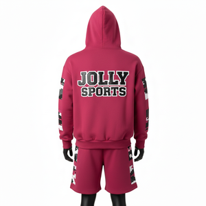 <b>Men</b> High Quality Cotton Fleece <b>Hoodie</b> <b>And</b> <b>Short</b> <b>Set</b> 320 GSM Solid Maroon Panel Athletic Wear <b>Hoodie</b> <b>shorts</b> <b>set</b> for <b>men's</b> - Product Image 2