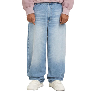 Jeans en denim délavé coupe droite pour homme, qualité supérieure, imprimé OEM, logo personnalisé, style décontracté vintage, respirant, vente en gros pour l'hiver - Product Image 1