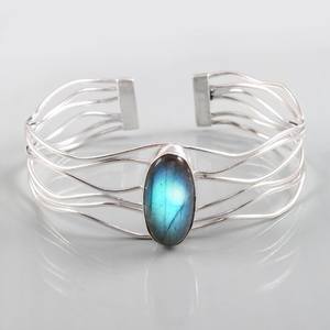 Pulsera de labradorita azul brillante, plata de ley 925, pulsera ajustable hecha a mano, joyería de piedras preciosas naturales, regalo para mujer - Product Image 5