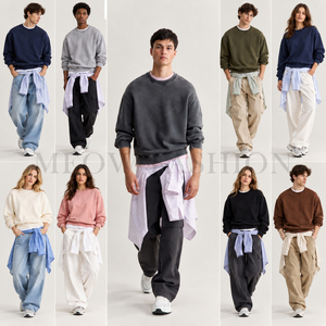Sweat-shirts à col ras du cou cloutés unisexe, hauts en tricot oversize, couleurs unies, pull tendance pour hommes et femmes, vêtements décontractés, lot en stock - Product Image 4