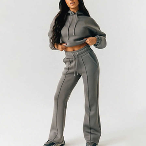 Conjunto Deportivo para Mujer Estilo Británico, Sudadera con Capucha y Pantalones de Felpa de Algodón Premium, Ropa Deportiva Casual - Product Image 4