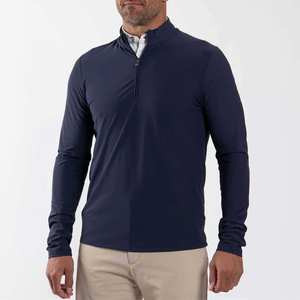 เสื้อสเวตเชิ้ตผู้ชายแบบซิปครึ่งตัว แขนสั้น ผ้าฝ้าย ไม่มีลาย - Product Image 5