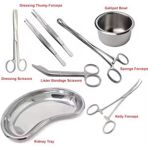 Steel Manual Medical Surgery Dressing Instruments Kit Forceps Gallipot Kidney Tray Set 8 Pcs MOL Certified by <b>Blush</b> Surgical - Product Image 3