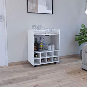 Carrello da Bar con supporto a otto bottiglie firmato da regine con mobile in vetro e piano in alluminio - Product Image 2