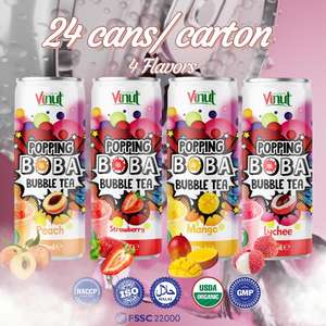 Strawberry Popping Boba Bubble Tea VINUT 320ml (paquete de 24), bebidas bajas en calorías y bajas en azúcar, Etiqueta Privada, muestra gratis, OEM ODM - Product Image 4