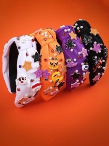 Diadema Negra Duradera de Halloween con Cuentas, Hecha a Mano, con Calabaza, Dulces, Calavera y Cristales, Accesorio para el Cabello para Mujeres y Niñas 2026 - Product Image 4