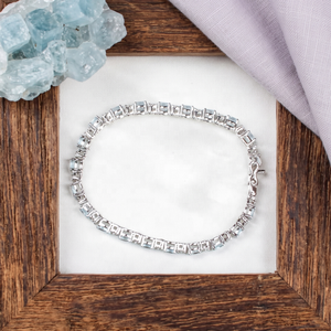 Wholesale 925 Sterling <b>Silver</b> Natural Oval Blue Topaz Prong Set Tennis <b>Bracelet</b> Memoria Jewels - Product Image 6