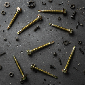 PDC Self-Drilling <b>Screws</b> Class 8 Yellow Zinc Finish Steel <b>Flat</b> Head-Standard Thread Inch Fasteners for Roofing - Product Image 1