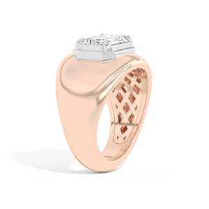 2CT Emerald Cut Lab Grown Diamond Bombe <b>Ring</b> 14K 18K Solid <b>Gold</b> Bold Dome Band Bezel <b>Set</b> Statement Wedding <b>Ring</b> Textured Jewelry - Product Image 6