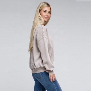 Vente en gros de vêtements de rue de haute qualité, délavé à l'acide, sweat-shirt manches longues, logo personnalisé pour les femmes - Product Image 2