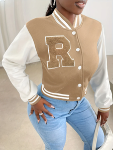 Ladies Winter Varsity Jacket Custom Baseball Jacket Wool Fish Leather Logo Embroidery OEM Private Label Manufacturer - Product Image 5