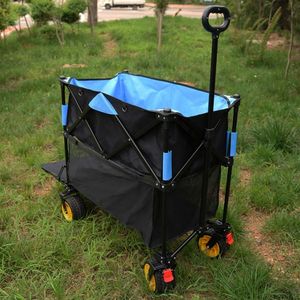 Carrello Pieghevole Grande Capacità con Prolunga Extra Lunga per Giardino, Shopping e Spiaggia in Nero e Blu per Campeggio - Product Image 5