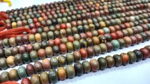 ลูกปัดหินแจสเปอร์สีน้ำตาลธรรมชาติทรงรอนเดลล์ ผิวเรียบ ขนาด 8 มม. - Product Image 2