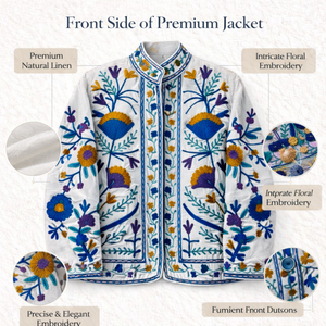 Chaqueta Blanca Bordada a Mano para Mujer, Chaqueta Bomber de Diseño con Bordado Floral - Product Image 5