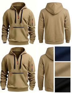 Pullover Hoodie Zipped Pocket <b>Fleece</b> Long Sleeve Tracksuit Tops Cuff Overhead Shirts Hooded Slim Fit Fashion Classic <b>Work</b> Hoody - Product Image 1