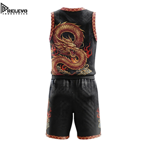 Conjunto de Camiseta y Pantalones Cortos de Baloncesto con Estampado de Dragón Negro y Dorado de Alta Calidad, Uniforme Deportivo de Malla Sublimada con Gráficos para Hombre - Product Image 2