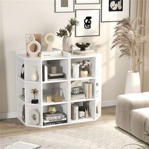 White Three-Layer Smart Storage Corner Cabinet with Charging Station - Product Image 6