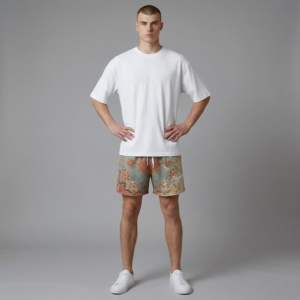 Shorts pour hommes respirants 100 % polyester à double couche, taille élastique, poches, style urbain, imprimés personnalisés, haute qualité, faible MOQ - Product Image 1