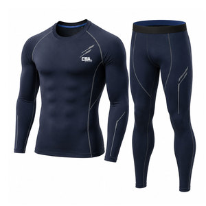 Ensemble de compression léger pour homme, nouvelle conception, coupe ajustée, manches longues, pour la gym, l'entraînement et les activités sportives - Product Image 1