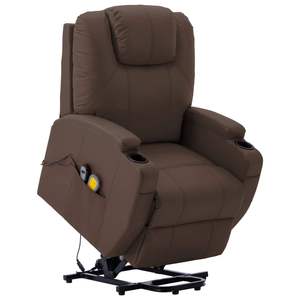 Grand fauteuil de massage autoportant en similicuir marron PVC et fer, conçu pour un confort et une relaxation optimale - Product Image 1