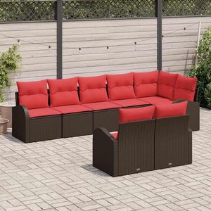 Set Divano da Giardino in Polyrattan Marrone 6 Posti Arredamento Esterno Contemporaneo Resistente alle Intemperie - Product Image 5