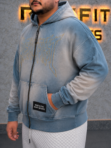 Sweat-shirt à capuche zippé personnalisé avec strass pour homme et femme, en molleton de coton respirant, streetwear d'hiver, design personnalisé, décontracté, sport - Product Image 4