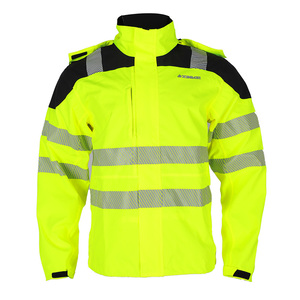 Custom Class 2 <b>High</b> <b>Visibility</b> Green Cotton <b>Softshell</b> Waterproof Reflective Safety <b>Jacket</b> - Product Image 6