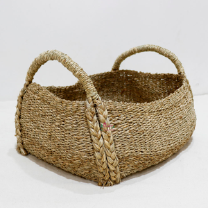 Decorative <b>Seagrass</b> Woven <b>Basket</b>, Eco-Friendly Multifunction Decorative Rectangle Organizer for Home, <b>Laundry</b> and Plant Use - Product Image 3