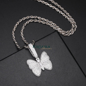 Pendentif Papillon en Moissanite, Argent 925 Plaqué Rhodium, Coupe Ronde Brillante, Charme Thème Luxe, Bijou Quotidien pour Femme - Product Image 4