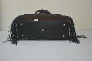 Bolsa de Viaje de Cuero Genuino con Pelo de Vaca, Cierre de Cremallera, Estilo Vintage, Hecha a Mano, para Fin de Semana o Viajes Cortos LHODB-0114 - Product Image 2