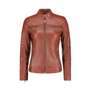 Chaquetas de Cuero PU y Algodón de Moda para Mujer al por Mayor, Abrigos Biker con Cremallera Personalizados, Prendas Exteriores Ajustadas, Fabricante y Proveedor OEM ODM - Product Image 3