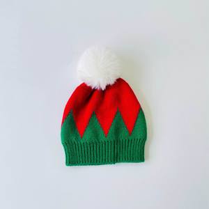 Bonnet d'hiver de Noël à rayures rouges et blanches avec pompon vert, bonnet tricoté de Noël pour adulte, bonnet de fête du Nouvel An - Product Image 3