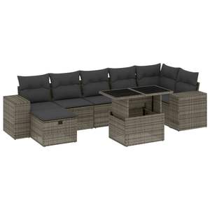 Grey Garden <b>Sofa</b> <b>Set</b> Outdoor Rattan Furniture Cushioned Waterproof Contemporary Design - Product Image 2