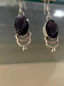 German Silver Oval Stone Drop <b>Earrings</b> for Women Fashionable Gift Jewelry <b>Top</b> Quality Handcrafts Wholesale Price Amethyst - Product Image 2