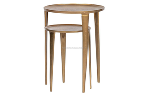 Mesa auxiliar de aluminio con acabado antiguo Mesa auxiliar de sofá con acento hecho a mano para interiores de Azora Industries - Product Image 2