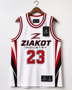 Jersey Basket Throwback Asli Warna Putih Hitam Merah Kustom Terlaris Langsung dari Industri Grosir - Product Image 1