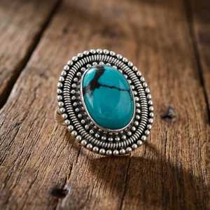 Opal Statement Ring 925 Sterling Silver Oval Cabochon <b>Rope</b> Border Vintage IGI Certified 24K Gold Plated Jewelry for Women - Product Image 5