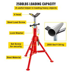 Soporte de tubo en V, altura ajustable de 28 a 52 pulgadas, plegable y portátil, capacidad de 2500 lb, abrazaderas para tubos de 1/2 a 12 pulgadas - Product Image 2