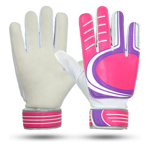 Football Goalkeeper Gloves Full Finger Non-Slip Breathable Adjustable Wrist <b>Strap</b> Unisex Sports PU Leather Purple White Finger - Product Image 2